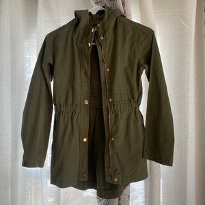 C&C California girls size 8 olive green hooded coat
